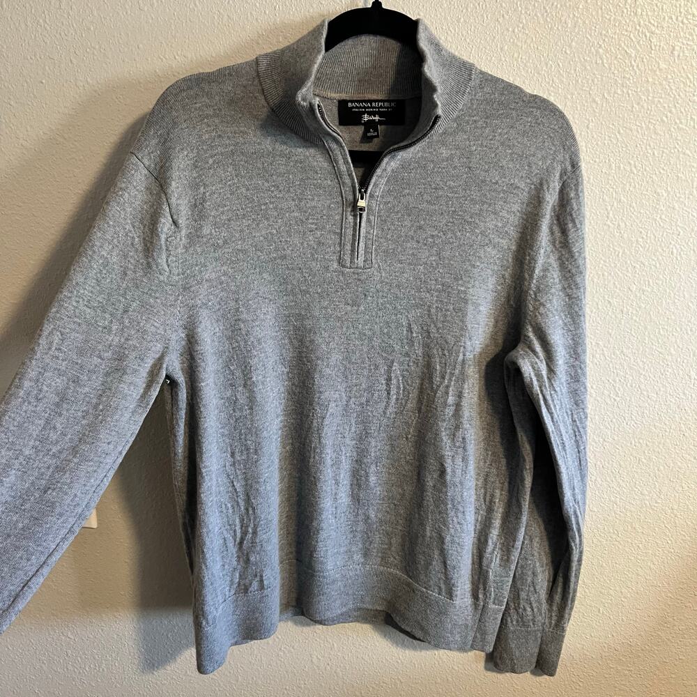 Banana Republic Italian Merino Wool Baruffa 1/4 Zip Pullover Sweater Size Large